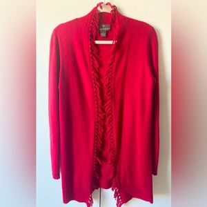 Fenn Wright Manson Red Cashmere Cardigan with Fringe